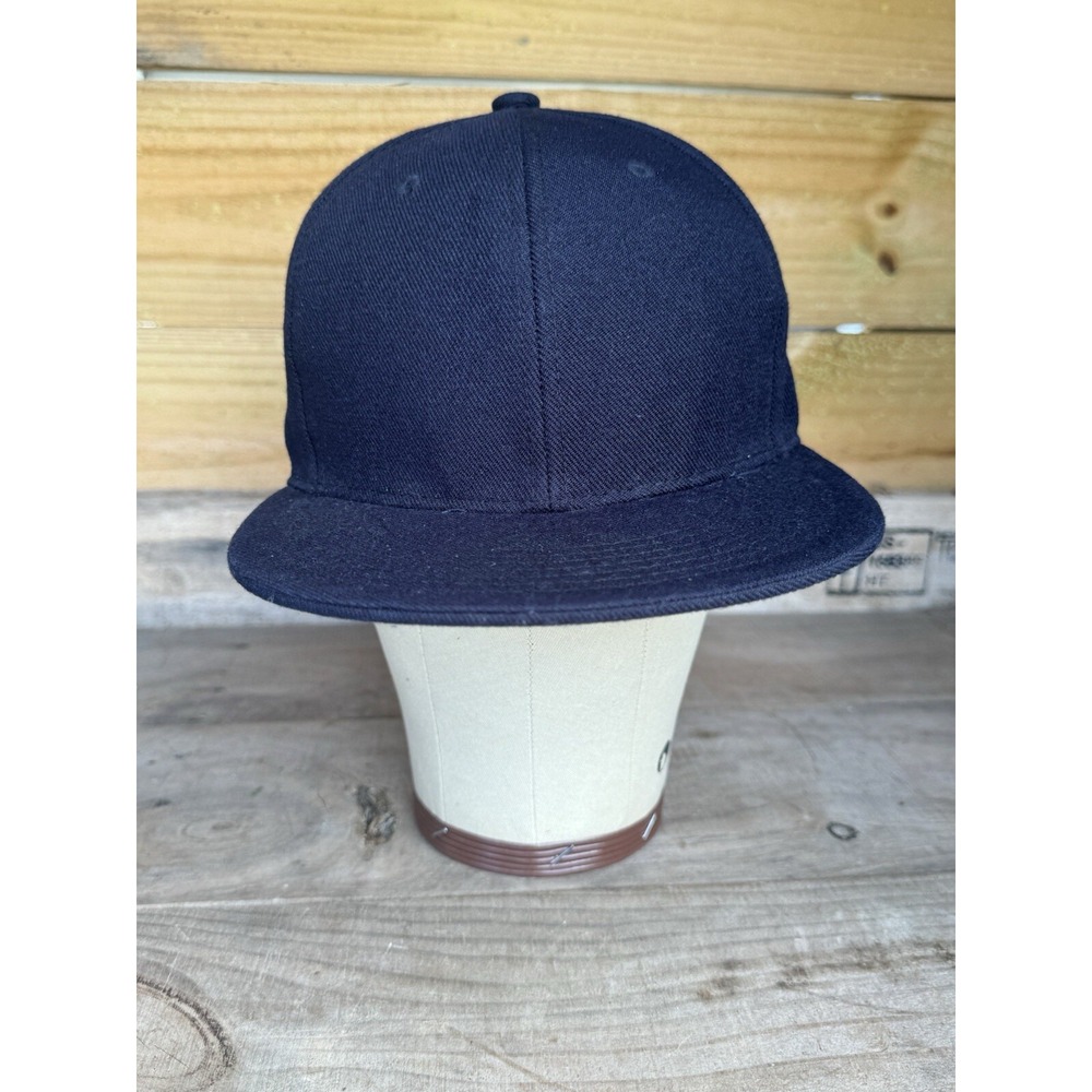 Original Plain Fitted Caps‎ Flat Bill Hats [[ Hatco ]] Solid Black Size 7